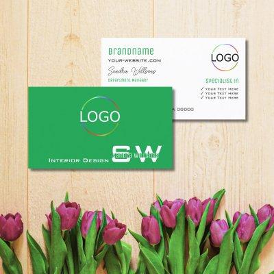 Grass Green Plain White with Monogram and Logo