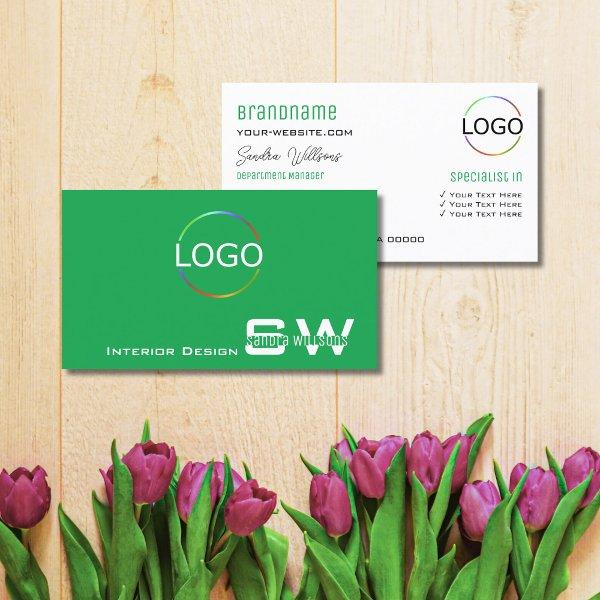 Grass Green Plain White with Monogram and Logo