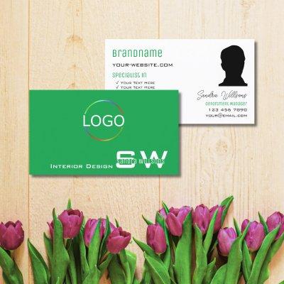 Grass Green White with Monogram Logo and Photo