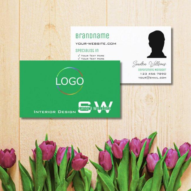 Grass Green White with Monogram Logo and Photo