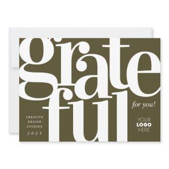 Grateful Modern Army Green Business Holiday Card