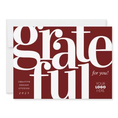 Grateful Modern Red Business Holiday Card