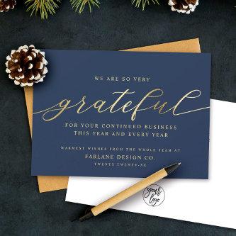 Grateful | Modern Script Business Logo Corporate Holiday Card