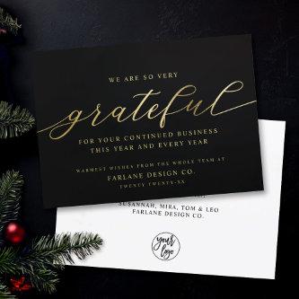 Grateful | Modern Script Business Logo Corporate Holiday Card