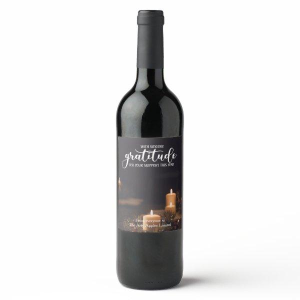 gratitude for support this year business corporate wine label