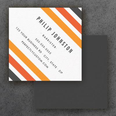 Gray and orange retro stripes white diagonal square