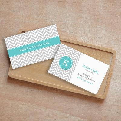 Gray and Turquoise Chevron Custom Monogram