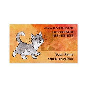 Gray and White Cat  - Fiery Orange