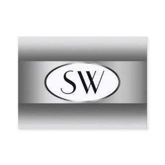 Gray and White Ombre Initials Silver Oval Frame