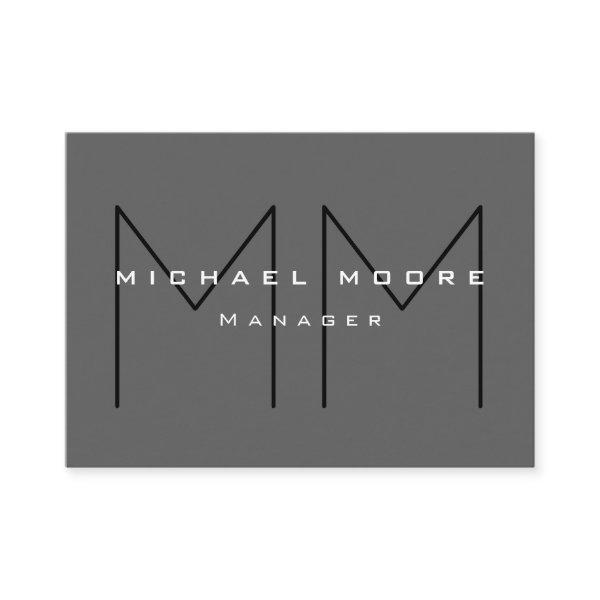 Gray Black Bold Monogram Modern Minimalist