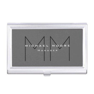 Gray Black Bold Monogram Modern Minimalist  Case