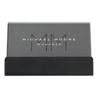 Gray Black Bold Monogram Modern Minimalist Desk  Holder