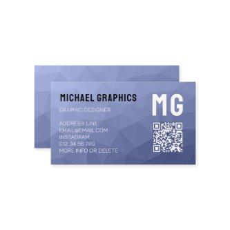 Gray blue geometric mesh pattern QR code Monogram