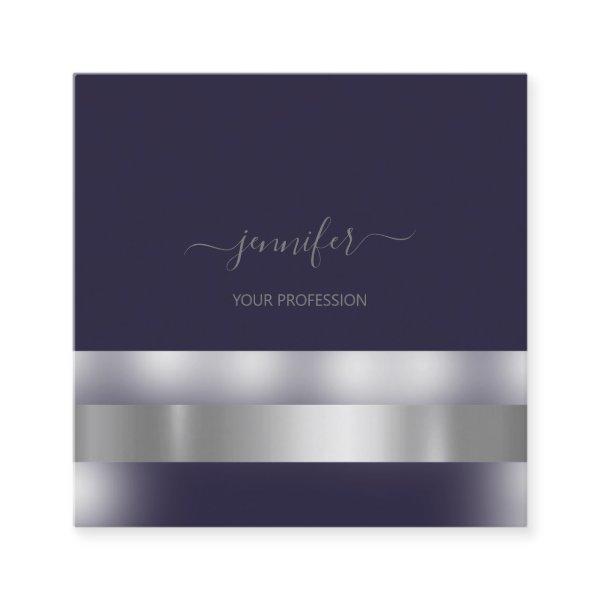 Gray Blue Navy  Makeup Artist Influencer Silver Square