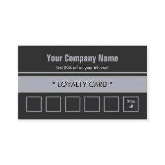 Gray Blue Simple Border 6 Punch Loyalty Card