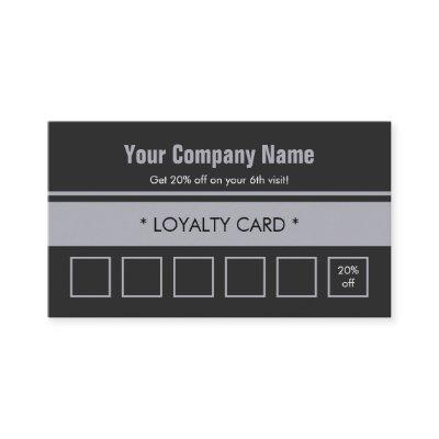 Gray Blue Simple Border 6 Punch Loyalty Card