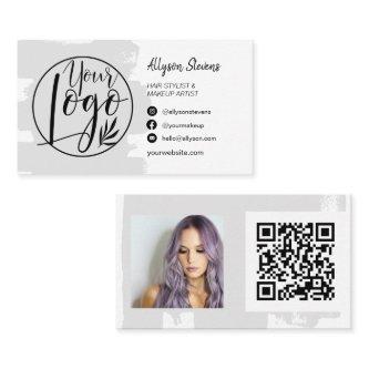 Gray brush hair makeup photo logo qr code