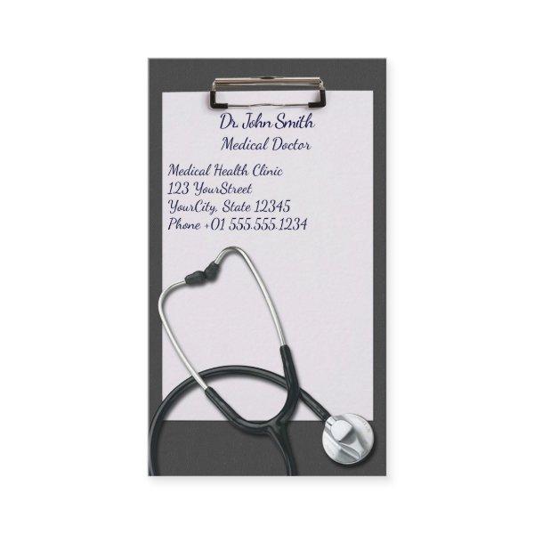 Gray Clipboard with Medical Stethoscope Appointment Card