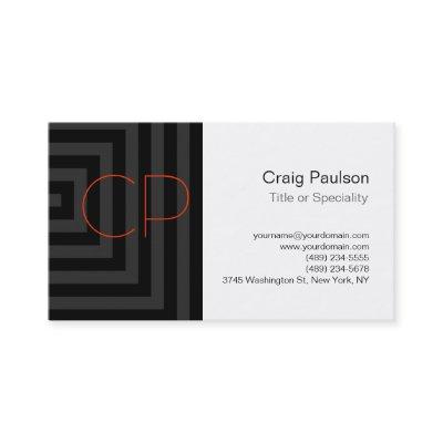 Gray Cubes Pattern Orange Monogram