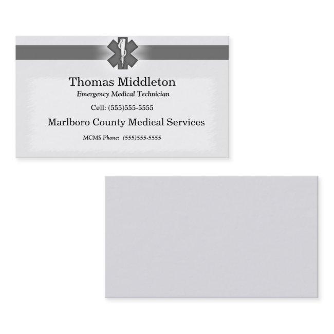 Gray EMS / EMT Contact Card