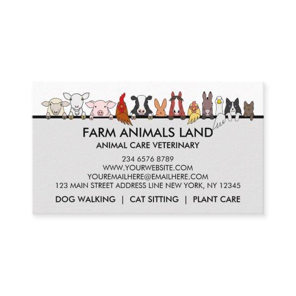 Gray Farm Animals Veterinary Calling Card