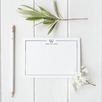 Gray Formal Classic Family Monogram Minimalist   Note Card