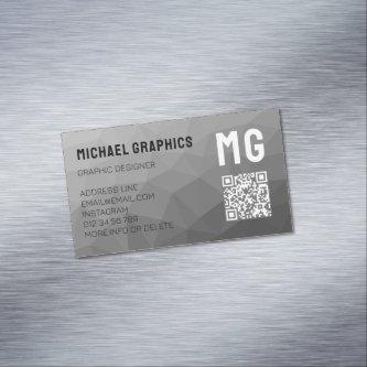 Gray geometric mesh pattern QR code   Magnet