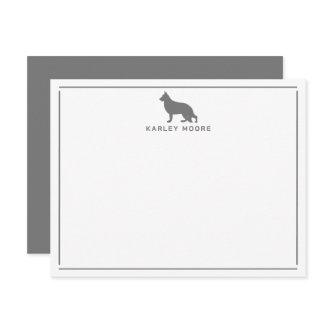 Gray German Shepherd Dog Modern Border Stationery Note Card