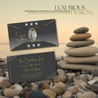 Gray Gradient with Gold Decor Jewels and Photo