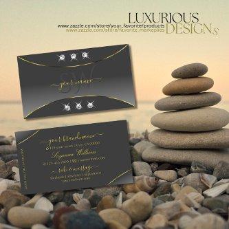 Gray Gradient with Gold Ornate Jewels and Monogram