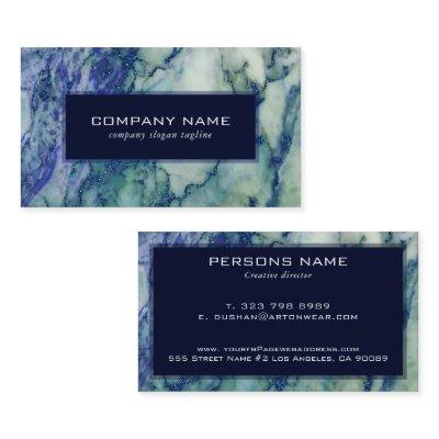 Gray & Green Marble Blue Glitter Accent