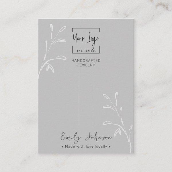 Gray Leaf Social QR Jewelry Hair Clip Display Card