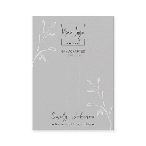 Gray Leaf Social QR Jewelry Hair Clip Display Card