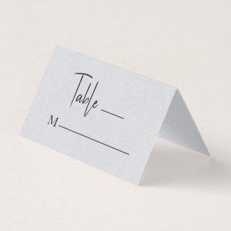 Gray Linen Simple Black Script Wedding Place Card