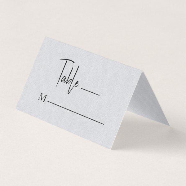 Gray Linen Simple Black Script Wedding Place Card