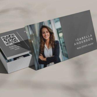 Gray Modern Real State Professional Photo QR code