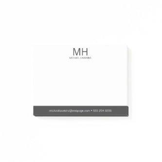 Gray Monogrammed Men's Post-it Notes