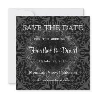 Gray Pattern Save the Date Wedding Invitation