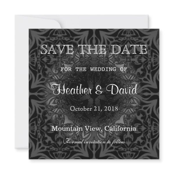 Gray Pattern Save the Date Wedding Invitation