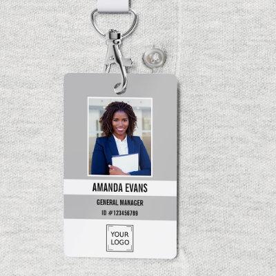 Gray | Photo Employee Logo or QR CODE Security Badge