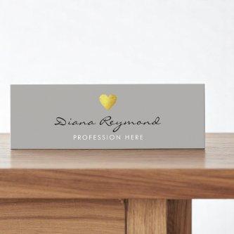 gray professional profile card with gold heart