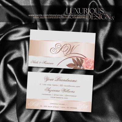 Gray Rose Gold Decor Cute Flower with Monogram