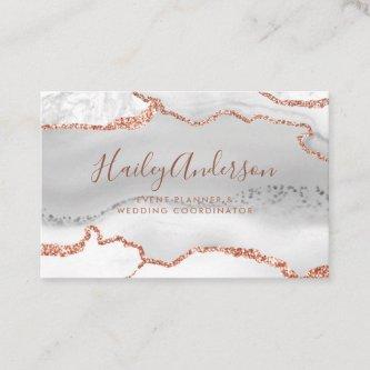 Gray & Rose Gold Glitter Watercolor Gilded Agate