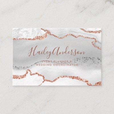 Gray & Rose Gold Glitter Watercolor Gilded Agate