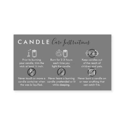 Gray Simple Candle Care Instructions