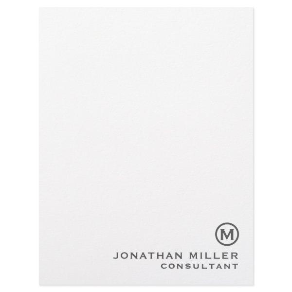 Gray Simple Monogram Typographic Name Title Letterhead