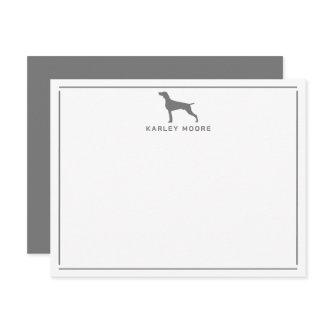 Gray Weimaraner Dog Modern Border Stationery Note Card