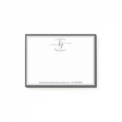 Gray White Monogram Script From The Desk Of Post- Post-it Notes