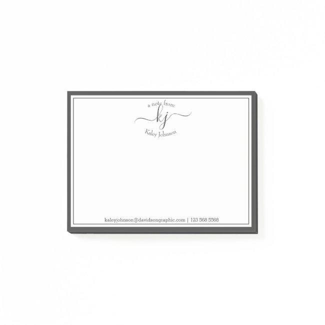 Gray White Monogram Script From The Desk Of Post- Post-it Notes