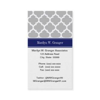 Gray White Moroccan #5 Navy Blue Name Monogram